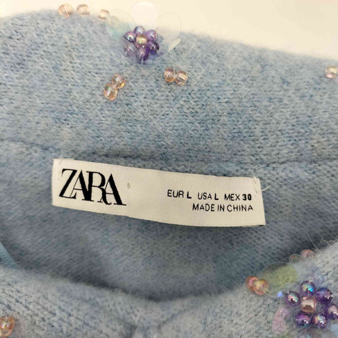 ザラ ZARA アルパカ混 フラワースパンコール S/S ニット レディース import:L