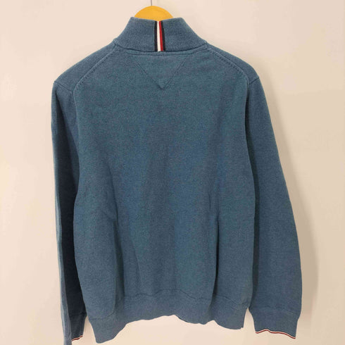 トミーヒルフィガー TOMMY HILFIGER ロゴ刺繍 ハーフジップアップ ハイネックニット メンズ import:XL
