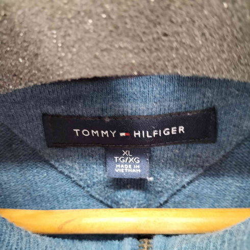 トミーヒルフィガー TOMMY HILFIGER ロゴ刺繍 ハーフジップアップ ハイネックニット メンズ import:XL