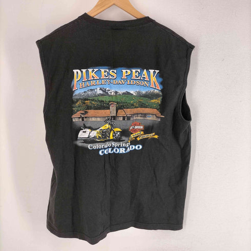 ハーレーダビッドソン HARLEY-DAVIDSON 00S USA製 コットン100 ファイアーパターン バックプリント ノースリーブ Tシャツ メンズ XL