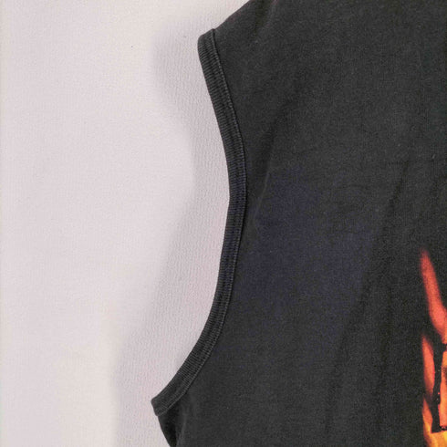 ハーレーダビッドソン HARLEY-DAVIDSON 00S USA製 コットン100 ファイアーパターン バックプリント ノースリーブ Tシャツ メンズ XL