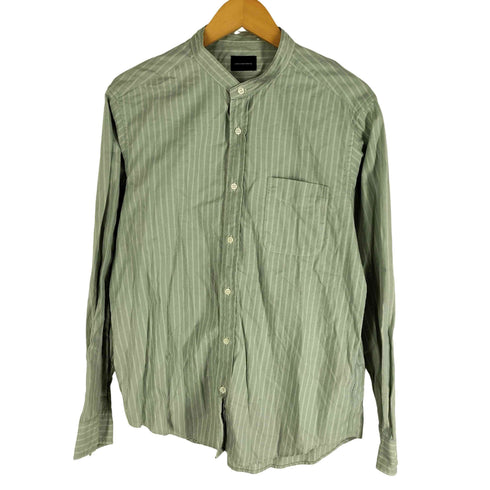 グリーンレーベルリラクシング GREEN LABEL RELAXING 22AW ツイルストライプ バンドカラー 長袖 シャツ メンズ JPN:M