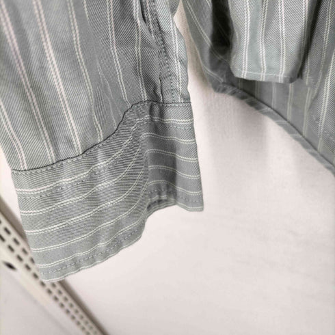 グリーンレーベルリラクシング GREEN LABEL RELAXING 22AW ツイルストライプ バンドカラー 長袖 シャツ メンズ JPN:M