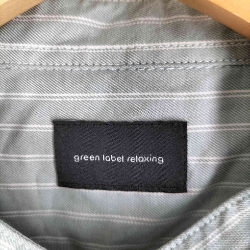 グリーンレーベルリラクシング GREEN LABEL RELAXING 22AW ツイルストライプ バンドカラー 長袖 シャツ メンズ JPN:M