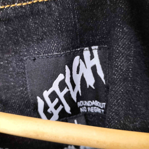 レフラー Leflah ロゴ刺繍 デニムベースボールシャツ メンズ import:L