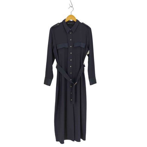ザラ ZARA ミディ丈 ベルテッド シャツワンピース レディース import:L