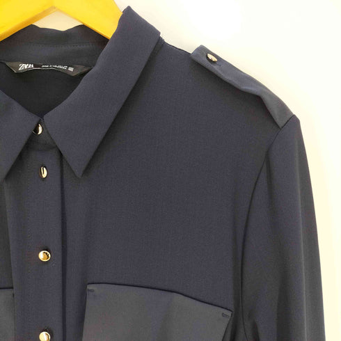 ザラ ZARA ミディ丈 ベルテッド シャツワンピース レディース import:L