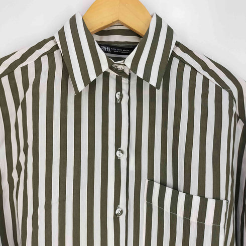 ザラ ZARA オーバーサイズ ストライプ シャツ レディース import:M