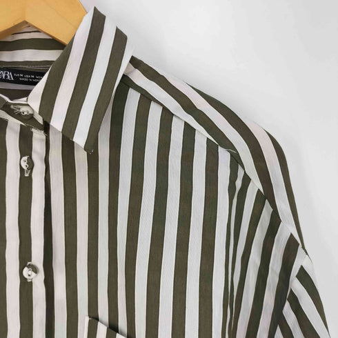ザラ ZARA オーバーサイズ ストライプ シャツ レディース import:M