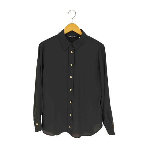ザラ ZARA デザインメタルボタン とろみシャツ レディース import:L