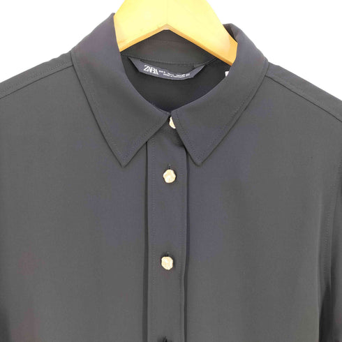 ザラ ZARA デザインメタルボタン とろみシャツ レディース import:L