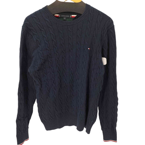 トミーヒルフィガー TOMMY HILFIGER ORGANIC COTTON 刺繍ロゴケーブルセーター メンズ M