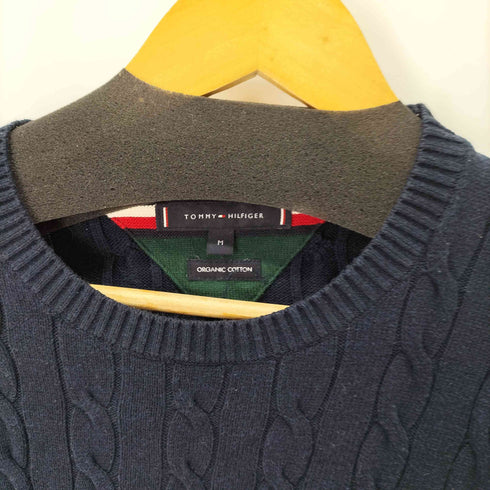 トミーヒルフィガー TOMMY HILFIGER ORGANIC COTTON 刺繍ロゴケーブルセーター メンズ M