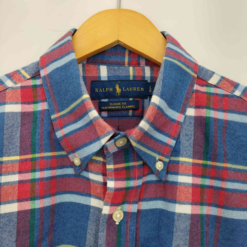 ラルフローレン RALPH LAUREN CLASSIC FIT PERFORMANCE FLANNEL ポニー刺繍 ボタンダウン チェックシャツ メンズ import:L