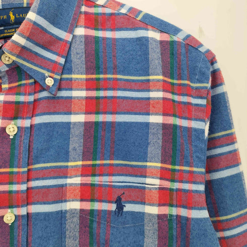 ラルフローレン RALPH LAUREN CLASSIC FIT PERFORMANCE FLANNEL ポニー刺繍 ボタンダウン チェックシャツ メンズ import:L