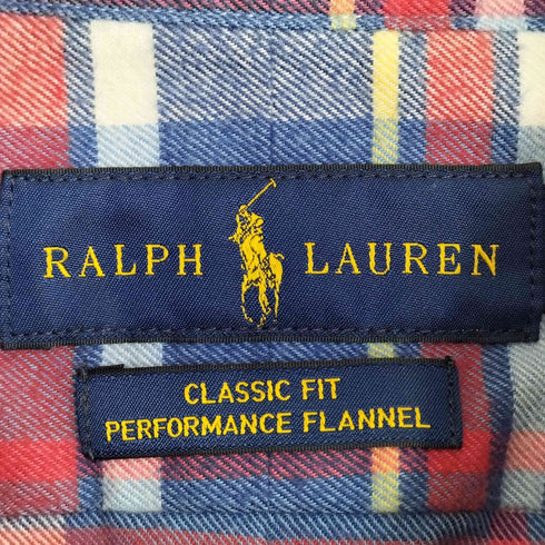 ラルフローレン RALPH LAUREN CLASSIC FIT PERFORMANCE FLANNEL ポニー刺繍 ボタンダウン チェックシャツ メンズ import:L