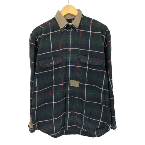 エディーバウアー Eddie Bauer 90S 襟コーデュロイ チェックシャツ コーデュロイリメイク メンズ import:M
