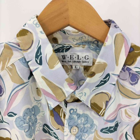 W・E・L・G リーフ 総柄 レーヨン リネン S/S アロハ シャツ メンズ JPN:L