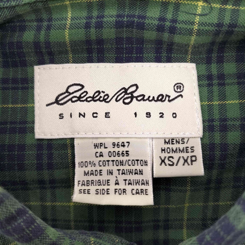 エディーバウアー Eddie Bauer 90-00S 白タグ マドラスチェック B.D L/S シャツ メンズ import:XS