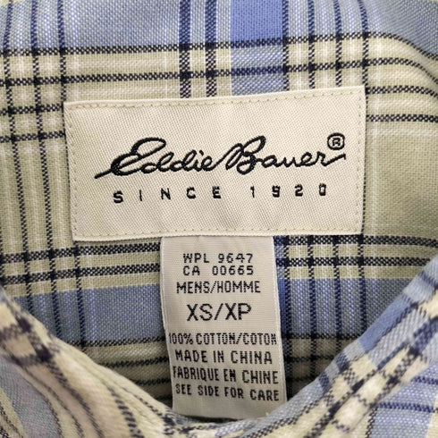 エディーバウアー Eddie Bauer 90-00S 白タグ タータンチェック S/S シャツ メンズ import:XS