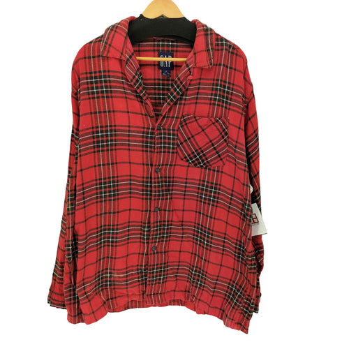 ギャップ Gap 90S OLD GAP チェックネル オープンカラーシャツ メンズ import:M