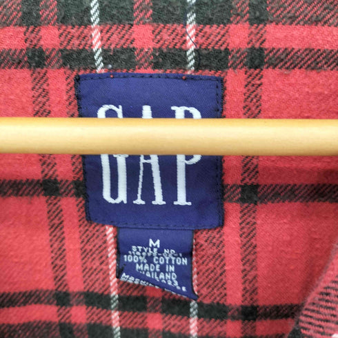 ギャップ Gap 90S OLD GAP チェックネル オープンカラーシャツ メンズ import:M