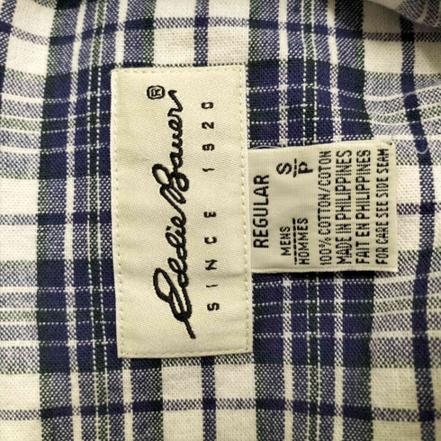 エディーバウアー Eddie Bauer 90-00S 白タグ マドラス チェック B.D L/S シャツ メンズ import:S