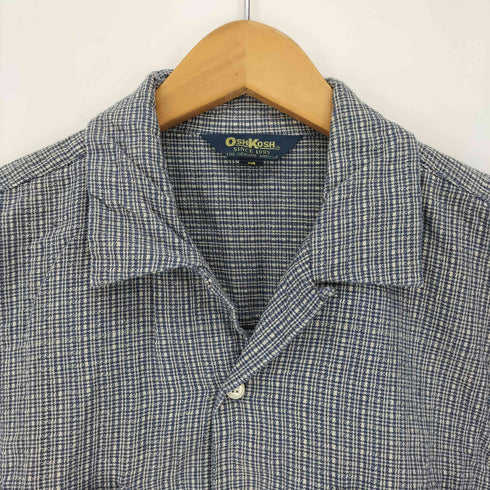 オシュコシュ OSHKOSH 80-90S 三角タグ 織り 千鳥格子 開襟 オープンカラー シャツ メンズ import:M