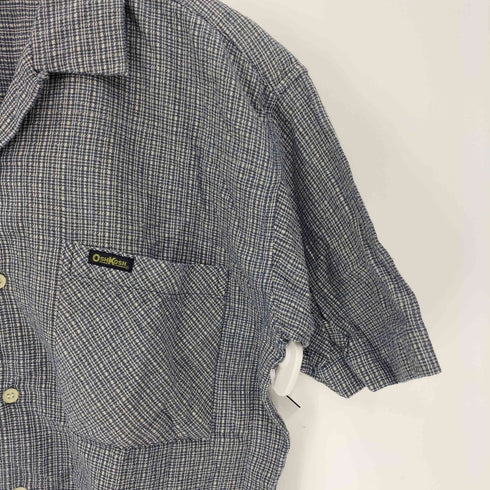 オシュコシュ OSHKOSH 80-90S 三角タグ 織り 千鳥格子 開襟 オープンカラー シャツ メンズ import:M
