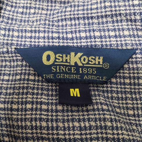 オシュコシュ OSHKOSH 80-90S 三角タグ 織り 千鳥格子 開襟 オープンカラー シャツ メンズ import:M