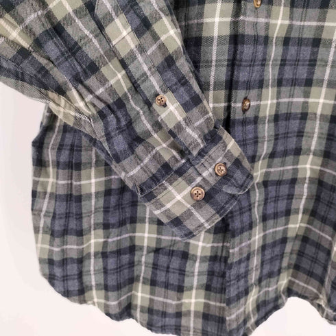 エディーバウアー Eddie Bauer 90-00S 白タグ タータン チェック フラップポケット B.D シャツ メンズ import:M