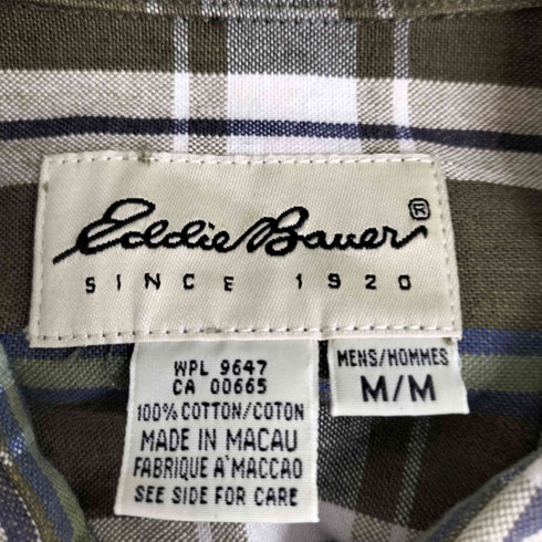 エディーバウアー Eddie Bauer 90-00S 白タグ タータンチェック L/S レギュラーカラー シャツ メンズ import:M