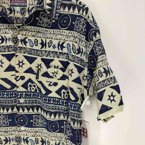 ナイジェルケーボン NIGEL CABOURN 90S AUTHENTIC 旧タグ ネイティブ 総柄 開襟 オープンカラー レーヨン アロハ シャツ メンズ 2