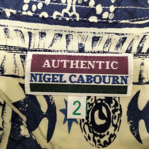 ナイジェルケーボン NIGEL CABOURN 90S AUTHENTIC 旧タグ ネイティブ 総柄 開襟 オープンカラー レーヨン アロハ シャツ メンズ 2