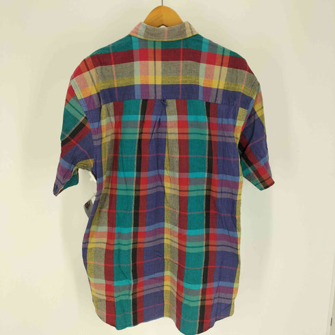エディーバウアー Eddie Bauer 80-90S 黒タグ Superior Madras マルチカラー マドラスチェック B.D S/S シャツ メンズ import:M