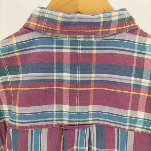 エディーバウアー Eddie Bauer 80-90S 黒タグ Superior Madras マドラスチェック B.D S/S シャツ メンズ import:M