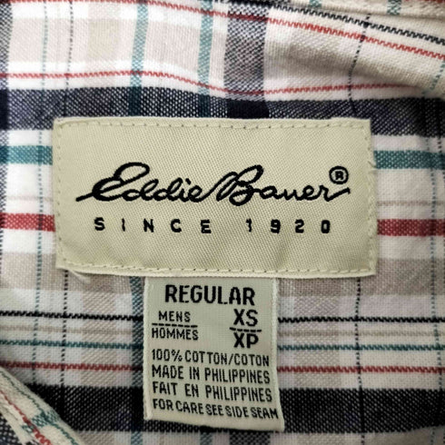 エディーバウアー Eddie Bauer 90-00S 白タグ マドラス チェック B.D L/S シャツ メンズ import:XS