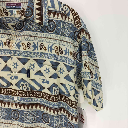 ナイジェルケーボン NIGEL CABOURN 90S AUTHENTIC 旧タグ ネイティブ 総柄 開襟 オープンカラー レーヨン アロハ シャツ メンズ 2