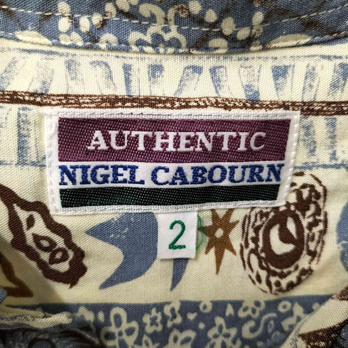 ナイジェルケーボン NIGEL CABOURN 90S AUTHENTIC 旧タグ ネイティブ 総柄 開襟 オープンカラー レーヨン アロハ シャツ メンズ 2