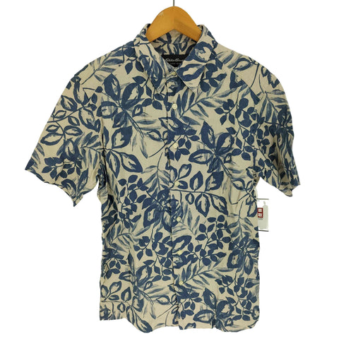 エディーバウアー Eddie Bauer 00S リーフ 総柄 リネン S/S アロハ シャツ メンズ import:XS