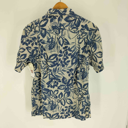 エディーバウアー Eddie Bauer 00S リーフ 総柄 リネン S/S アロハ シャツ メンズ import:XS
