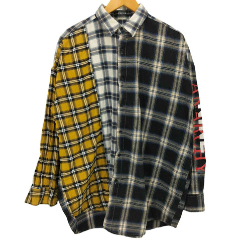 エージェムナイン AGEM/9 切り替えチェックオーバーサイズシャツ/ロングシャツ メンズ FREE