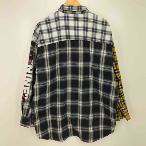 エージェムナイン AGEM/9 切り替えチェックオーバーサイズシャツ/ロングシャツ メンズ FREE