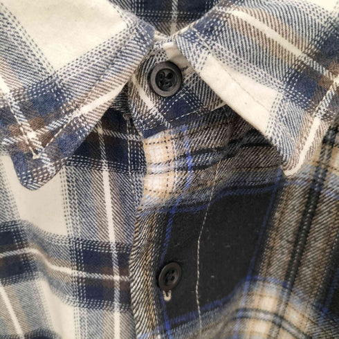 エージェムナイン AGEM/9 切り替えチェックオーバーサイズシャツ/ロングシャツ メンズ FREE