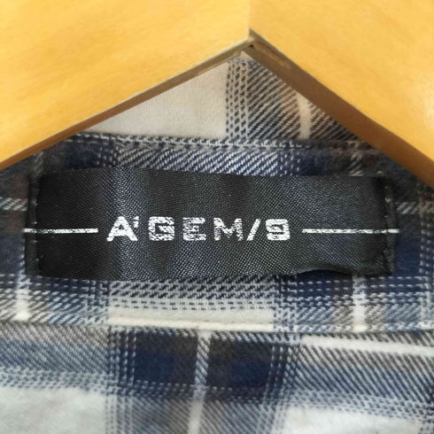 エージェムナイン AGEM/9 切り替えチェックオーバーサイズシャツ/ロングシャツ メンズ FREE