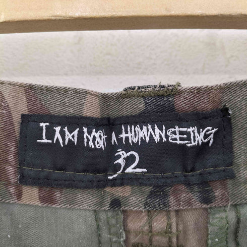 I AM NOT A HUMAN BEING ボタンフライ ロゴ刺繍 カモフラ カーゴパンツ メンズ US:32-33