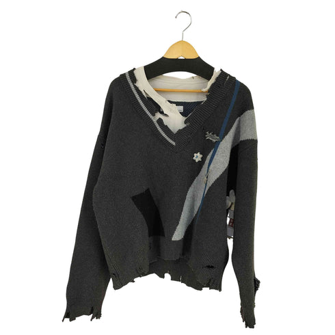 シーツーエイチフォー C2H4 Distressed Geometry Sweater メンズ