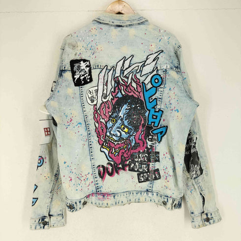 SMOKE RISE DNM バック刺繍ダメージ加工デニムジャケット メンズ L