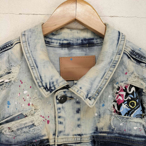SMOKE RISE DNM バック刺繍ダメージ加工デニムジャケット メンズ L