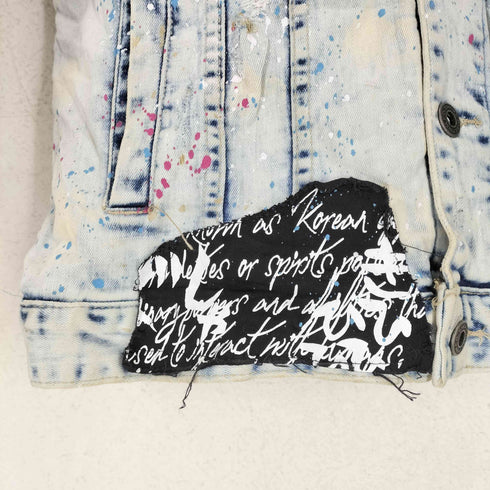 SMOKE RISE DNM バック刺繍ダメージ加工デニムジャケット メンズ L